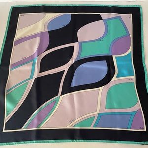 Emilio Pucci Silk Square Scarf Purple Aqua Black
